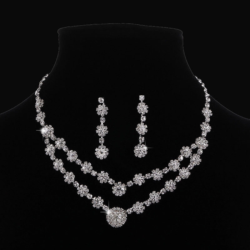 Copper IG Style Shiny Inlay Flower Rhinestones Jewelry Set