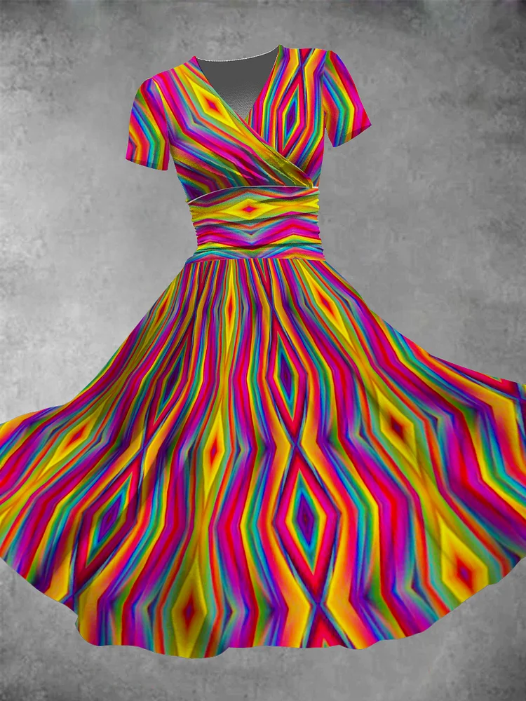 Women's Pride Day Colorful Polish Stripes Print Maxi Dress