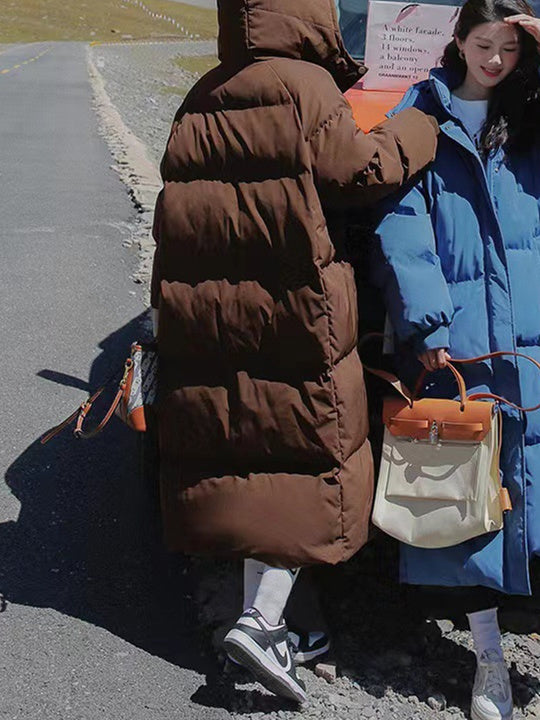 Women Long Sleeve Solid Zipper Loose Down Jacket Coats