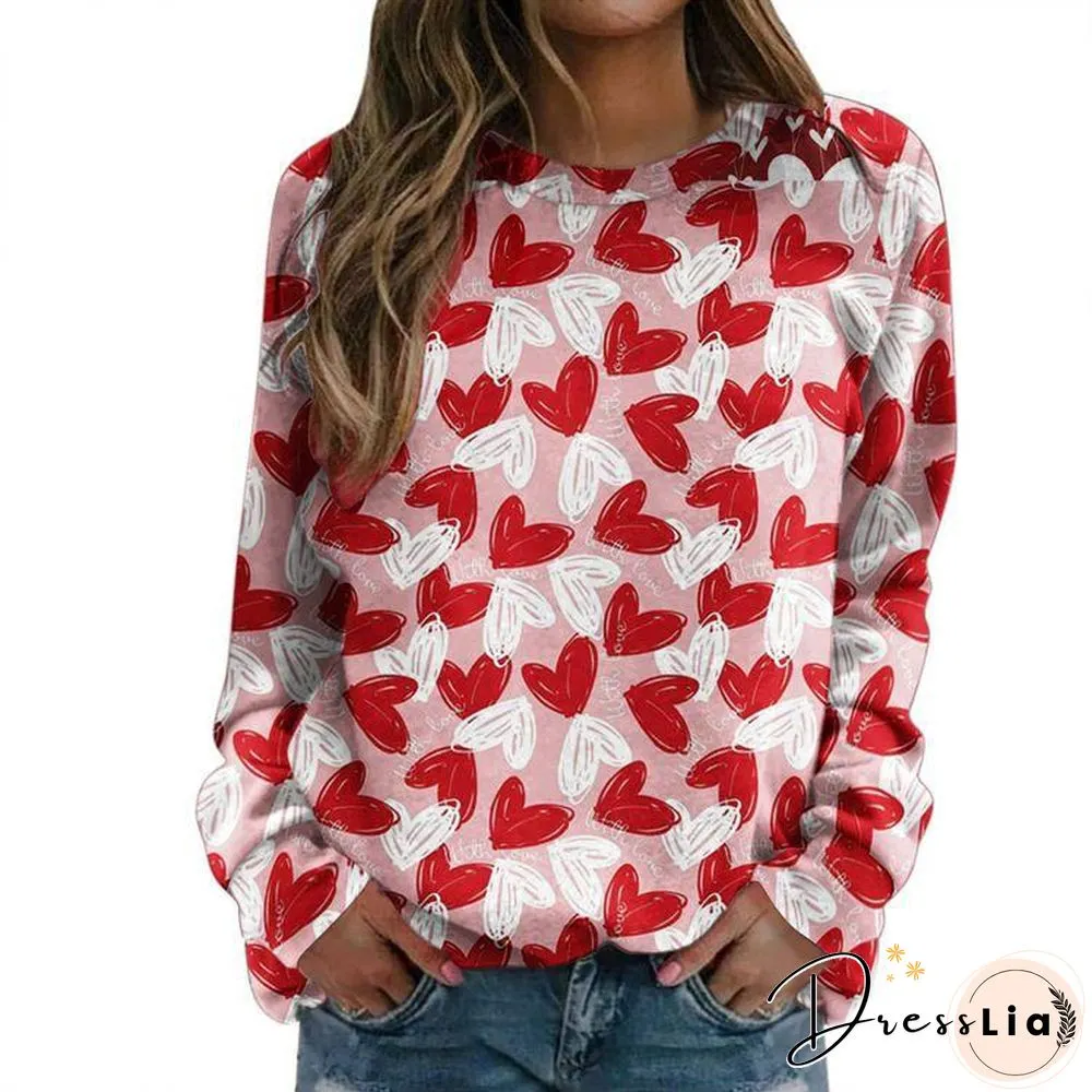 Women Leisure Heart Pattern Top