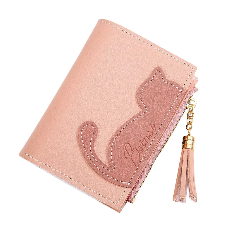 Women Cute Cat Wallet Small Zipper Girl Wallet Brand Designed Pu Leather Women Coin Purse Female Card Holder Wallet Billetera