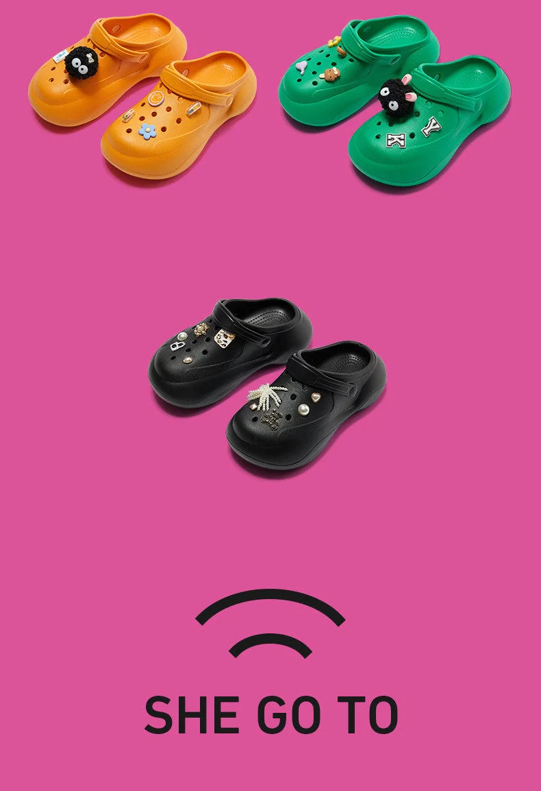 Love Home Hole Shoes Wear Sandals Outside In Summer Women's Thick Soled Increased EVA Home Shoes Personalized Decorative Beach