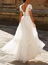 Lace Split-Joint Short Sleeves Wedding Maxi Dress
