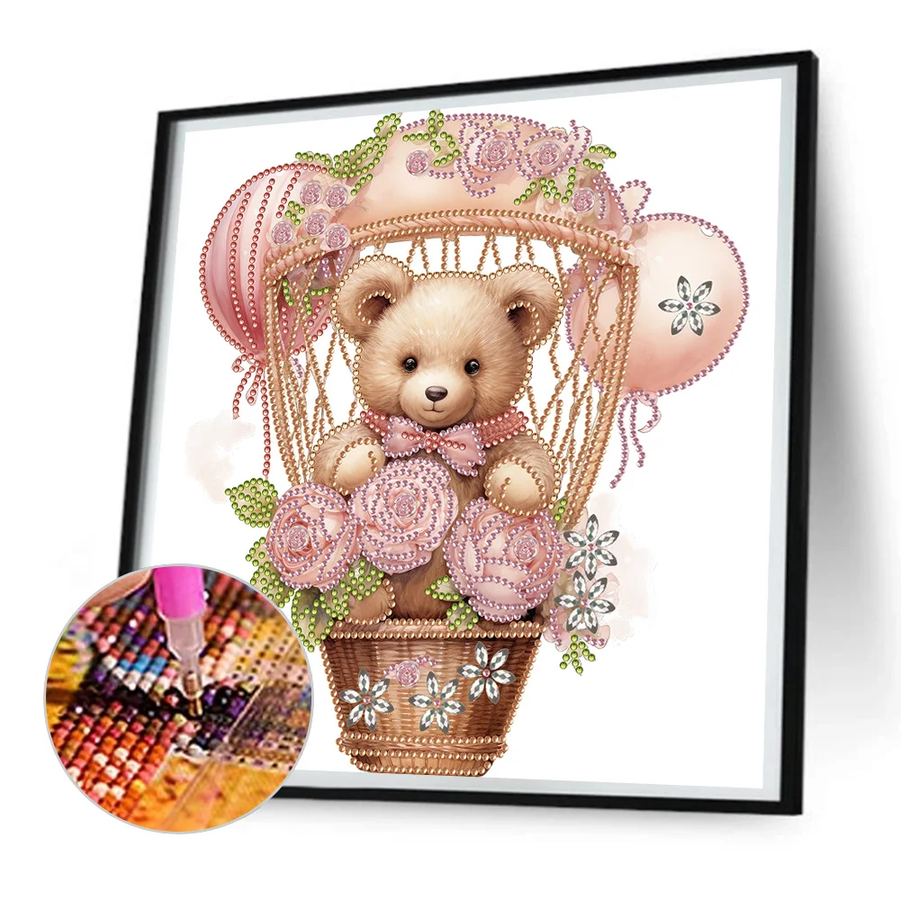 Diamond Painting - Partial Special Shaped Drill - Flower Balloon Bear(Canvas|30*30cm)