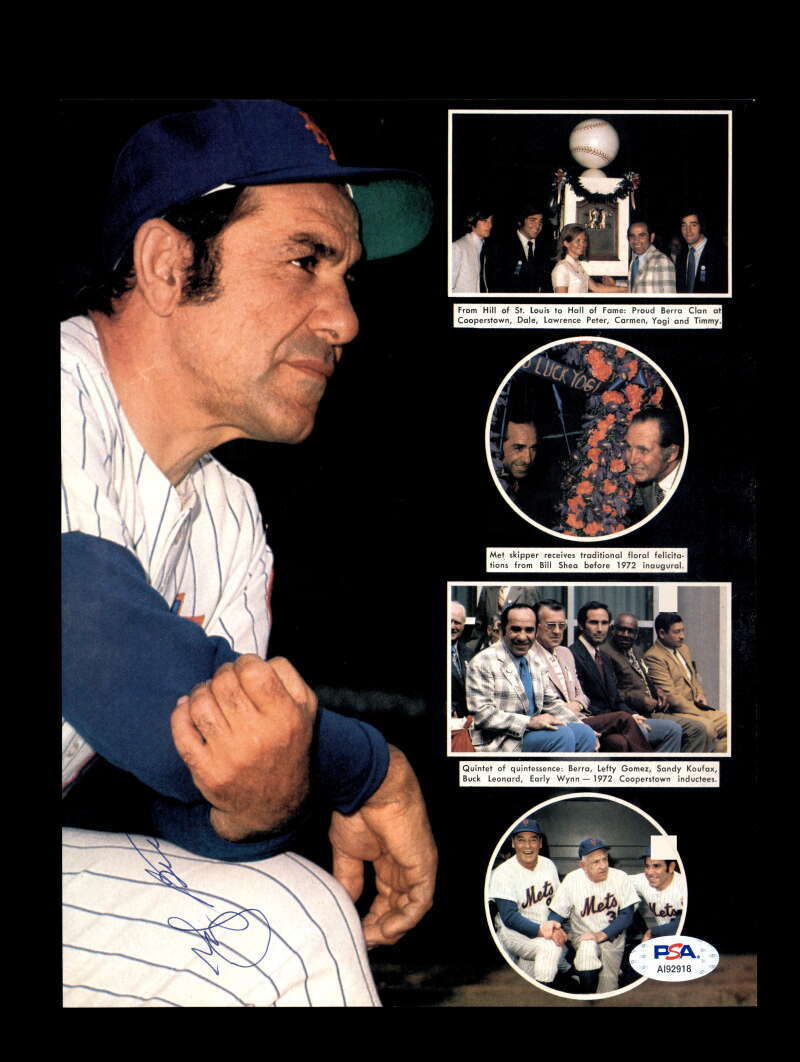 Yogi Berra PSA DNA Coa Signed 8x10 Vintage Mets Photo Poster painting Autograph