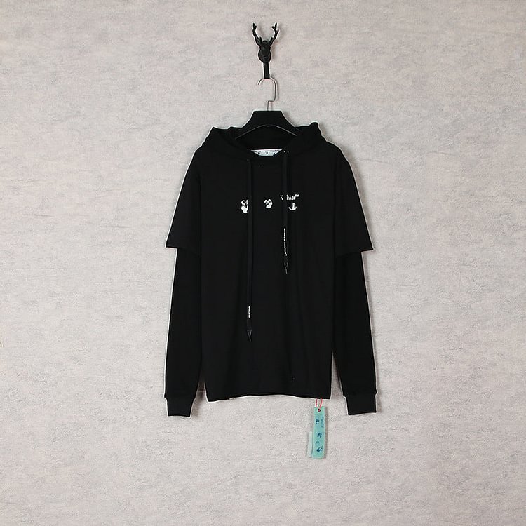 Off White Hoodie Autumn and Winter Melting Gradient Arrow Hooded Fake Two Pieces Sweater for Men and Women
