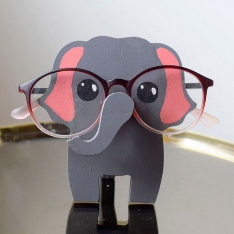 WoodyOrnament Handmade Glasses Stand Elephant