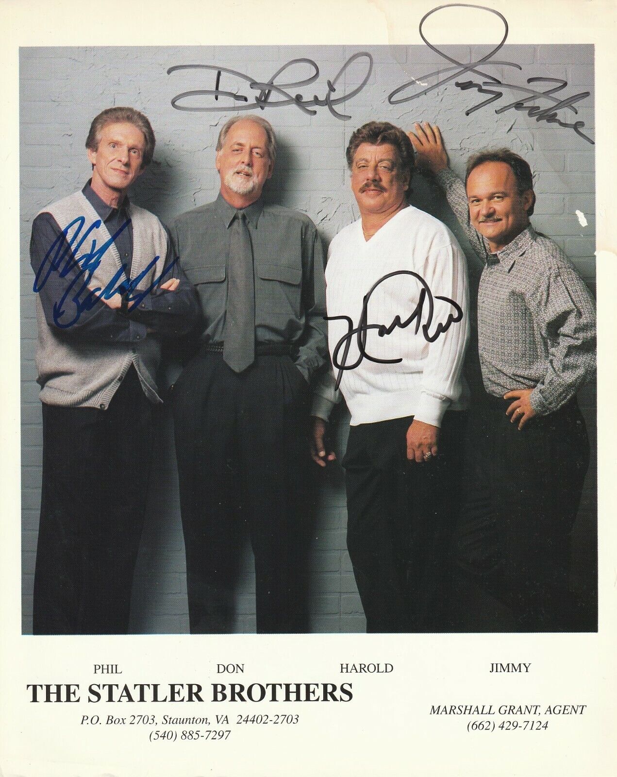 The Statler Brothers (Country music group) Signed Photo Poster painting