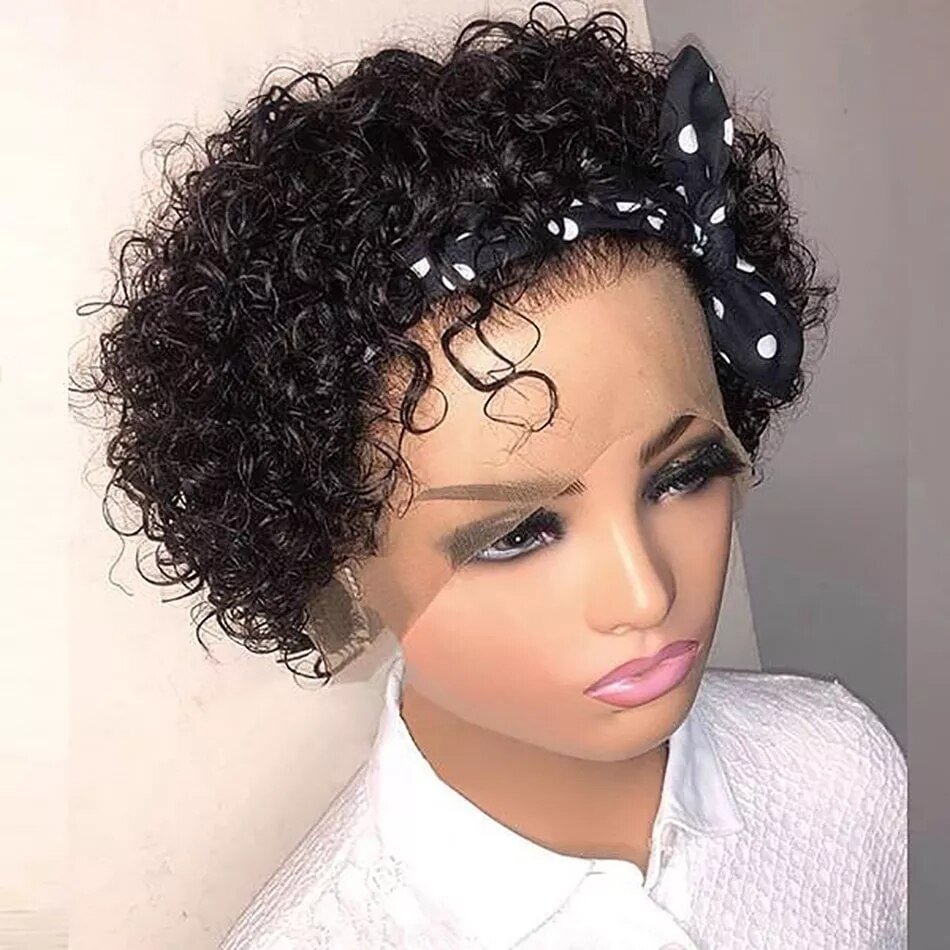Curly Short Bob Pixie Cut Lace Wig Brazilian Cheap Wet And Wave Human Hair Wigs 13X1 Lace Wigs For Black Women Hair 250 density US Mall Lifes