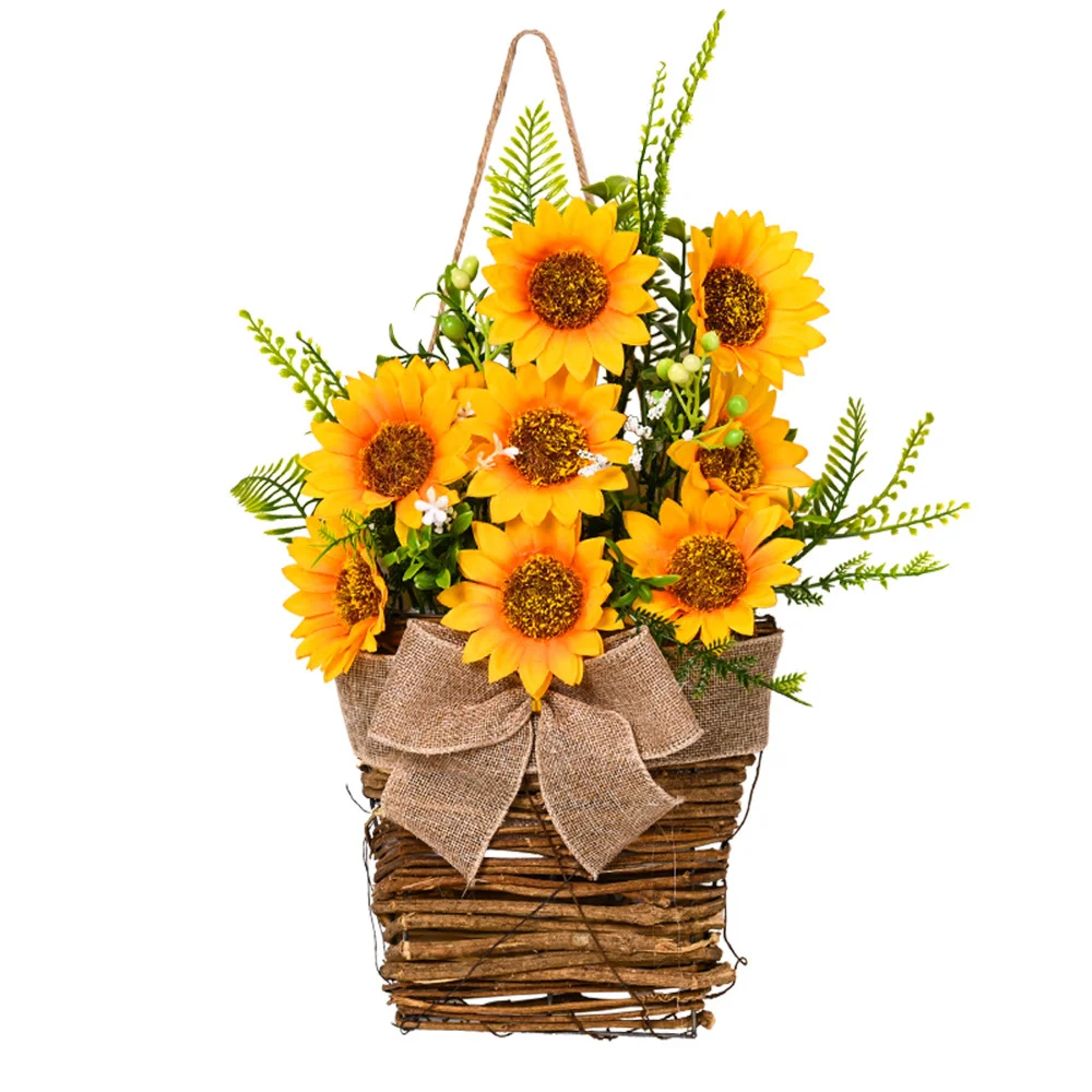 Summer Sunflower Basket Door Hanging Decoration Wreath Door Wall 
