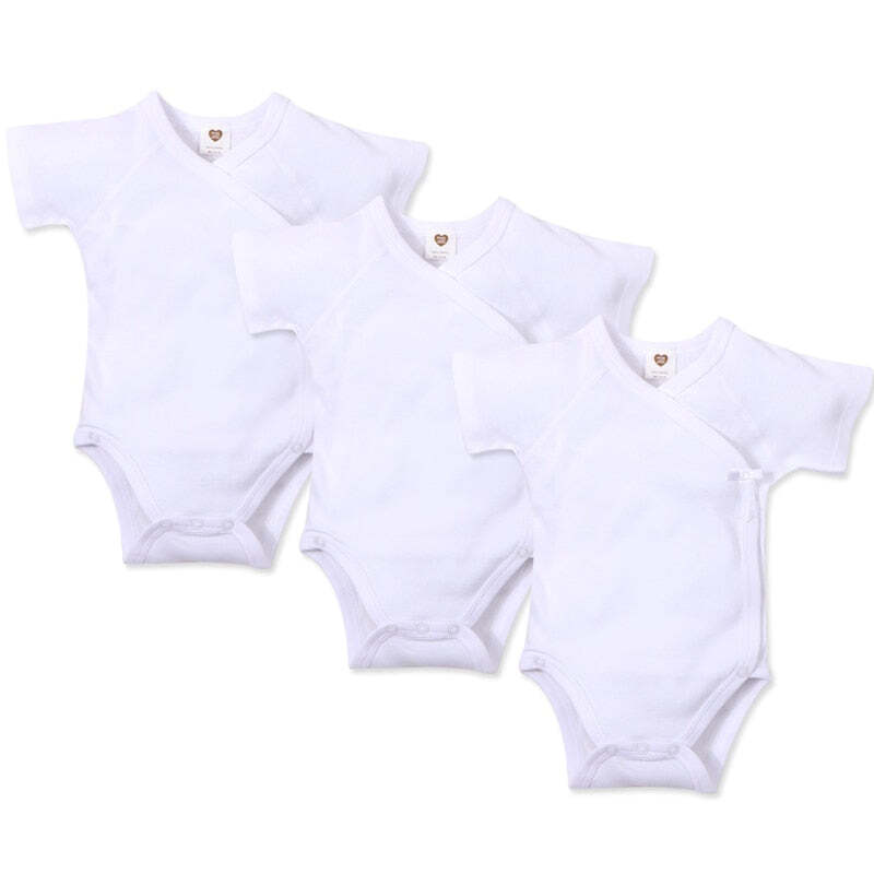 3 Pack V-Neck Kimono Short-Sleeve Newborn Baby Onesies 