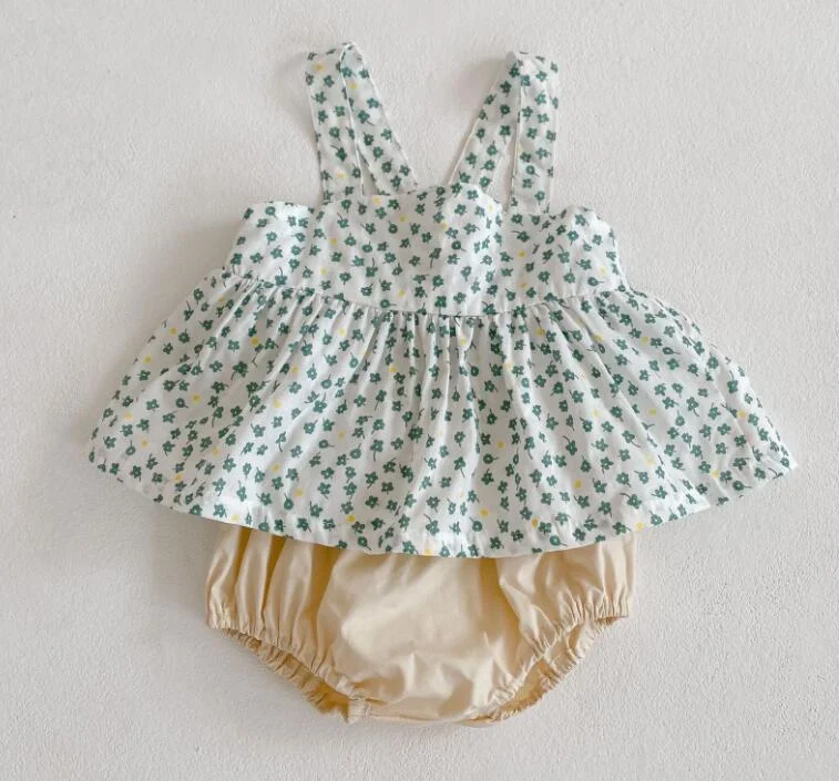 Baby Girls Clothes Set 2021 New Flower T-shirt+PP Shorts Summer Newborn Baby Girls Clothes Infant Baby Girls Clothing Suit