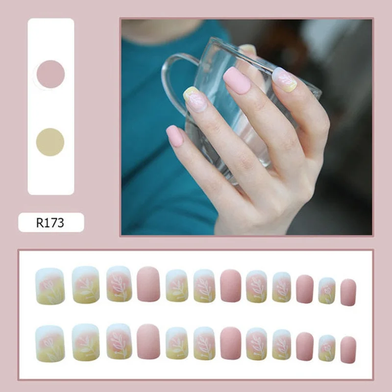 24pcs Multi-type Wear Short Paragraph Long Paragraph Fashion Manicure False Nails Full Cover Wearable Coffin Fake Nail Ballerina-Nail Inspo