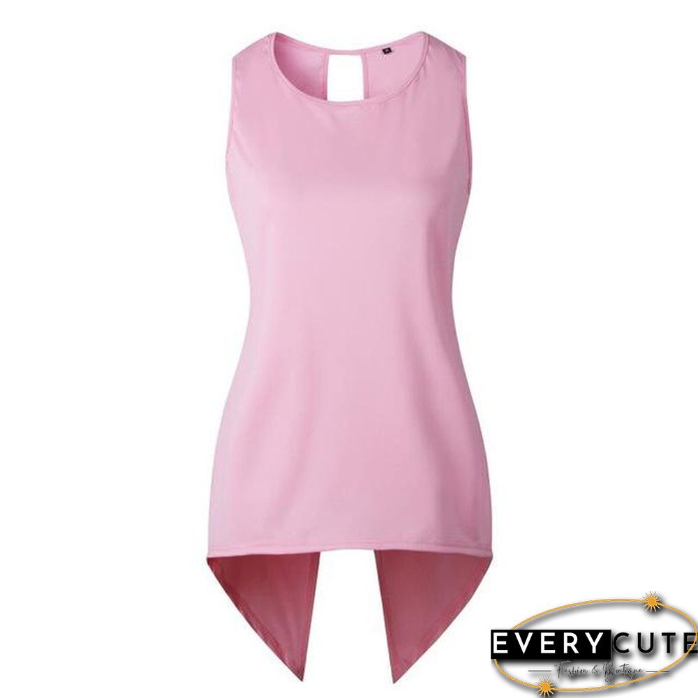 Women Cross Irregular Sleeveless Backless Tops and Blouses