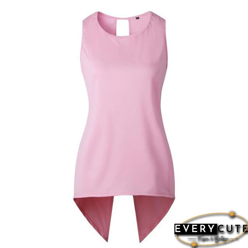 Women Cross Irregular Sleeveless Backless Tops and Blouses