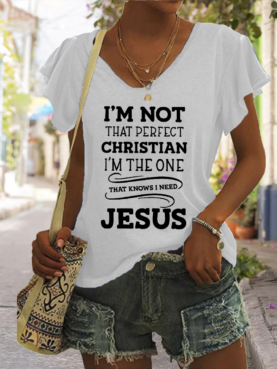 I'm Not That Perfect Christian I Need Jesus Flare Sleeves T-shirt