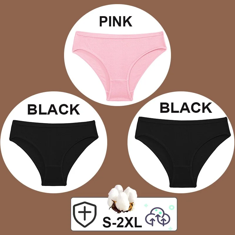 FINETOO 3PCS/Set Women Cotton Pantys Soft Back Love Lace Briefs Mesh Femme Underpants Woman Low-Waist Underwear Lingerie S-2XL