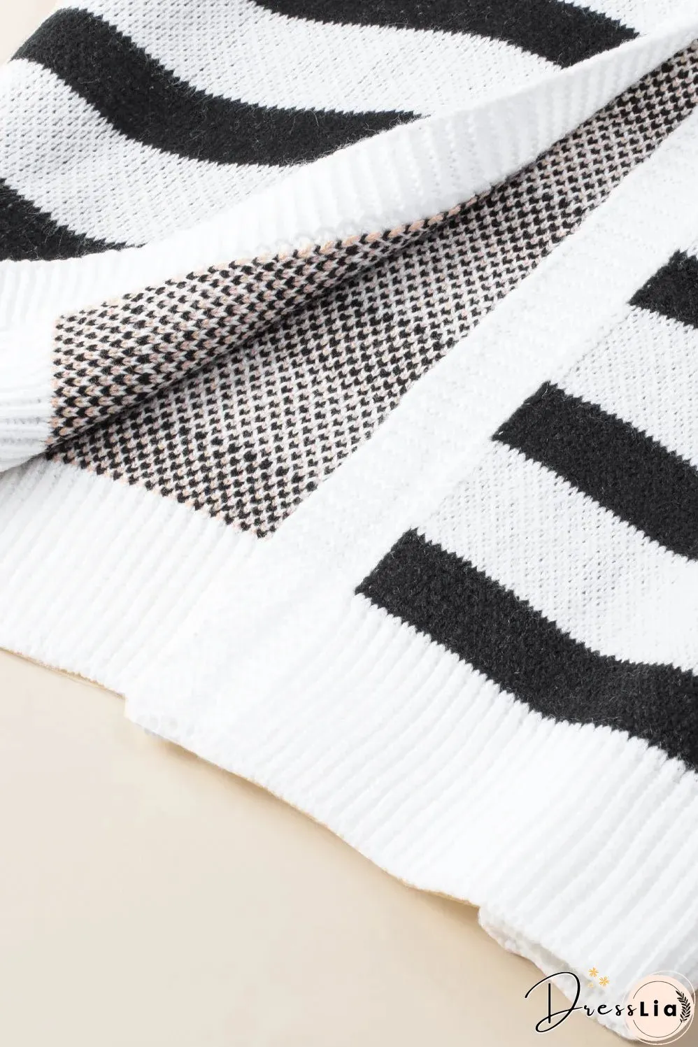 Brown Leopard Striped Mixed Print Open Front Cardigan