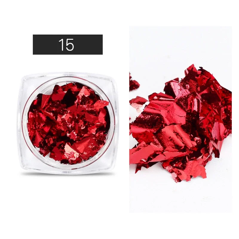 1Box Gold Silver Green Nail Art Foil Paper Colorful Irregular Aluminum Nail Sticker Glitter Gel Polish Decoration