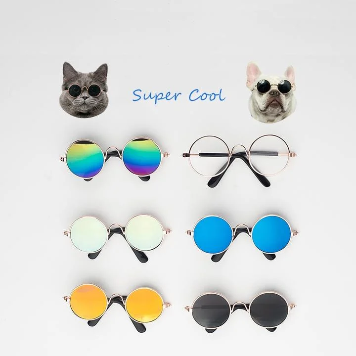 Waltleather Cool Stylish and Funny Retro Circular Metal Pet Sunglasses