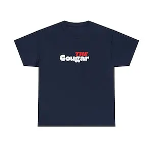 pornhint Pornhint The Cougar Unisex Navy Cotton Tee | Kink, BDSM, Mature, Erotic, Adult, Fetish, Dominatrix, Femdom, T-Shirts, Bachelorette