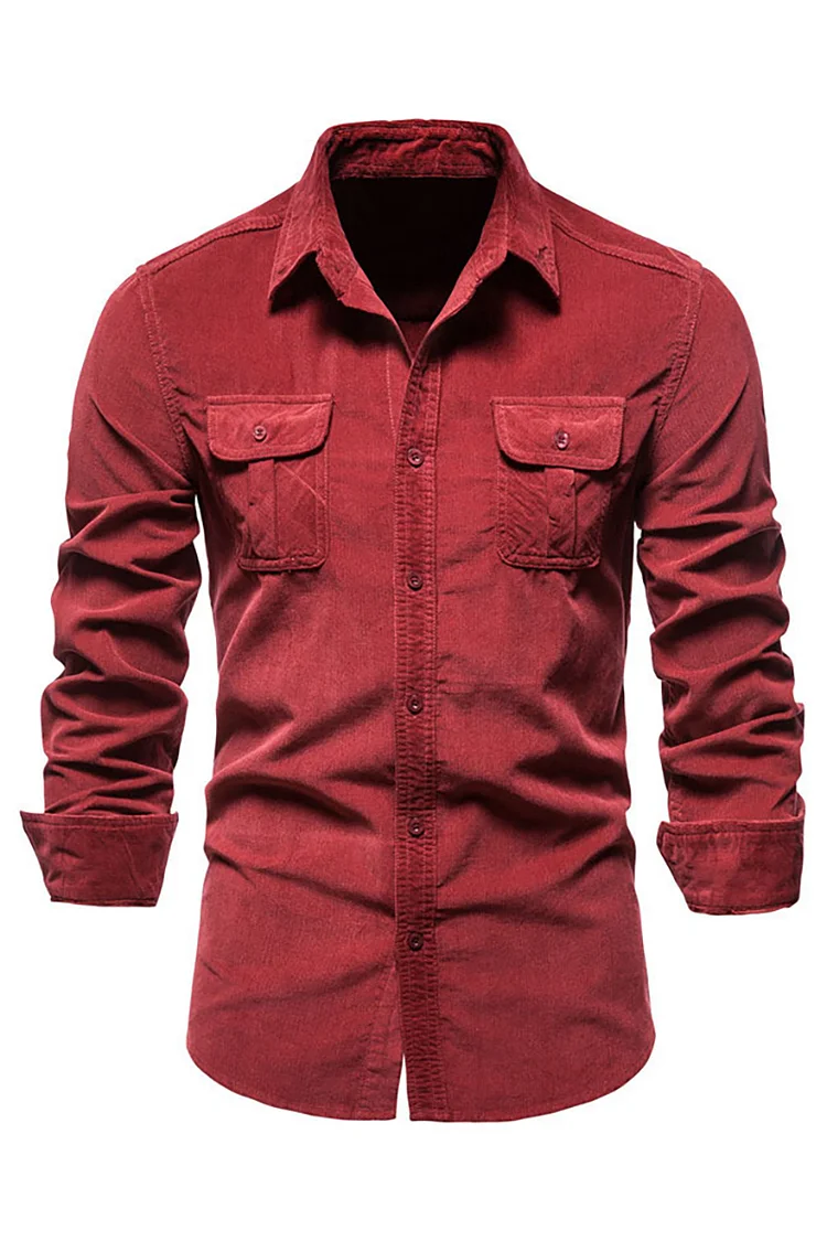 Casual Corduroy Long Sleeve Slim Fit Shirt