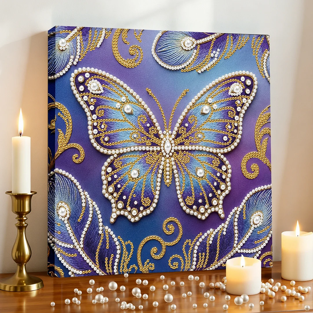 Butterfly - DIY Pearl Diamond Art Kit With Frame 25*25cm