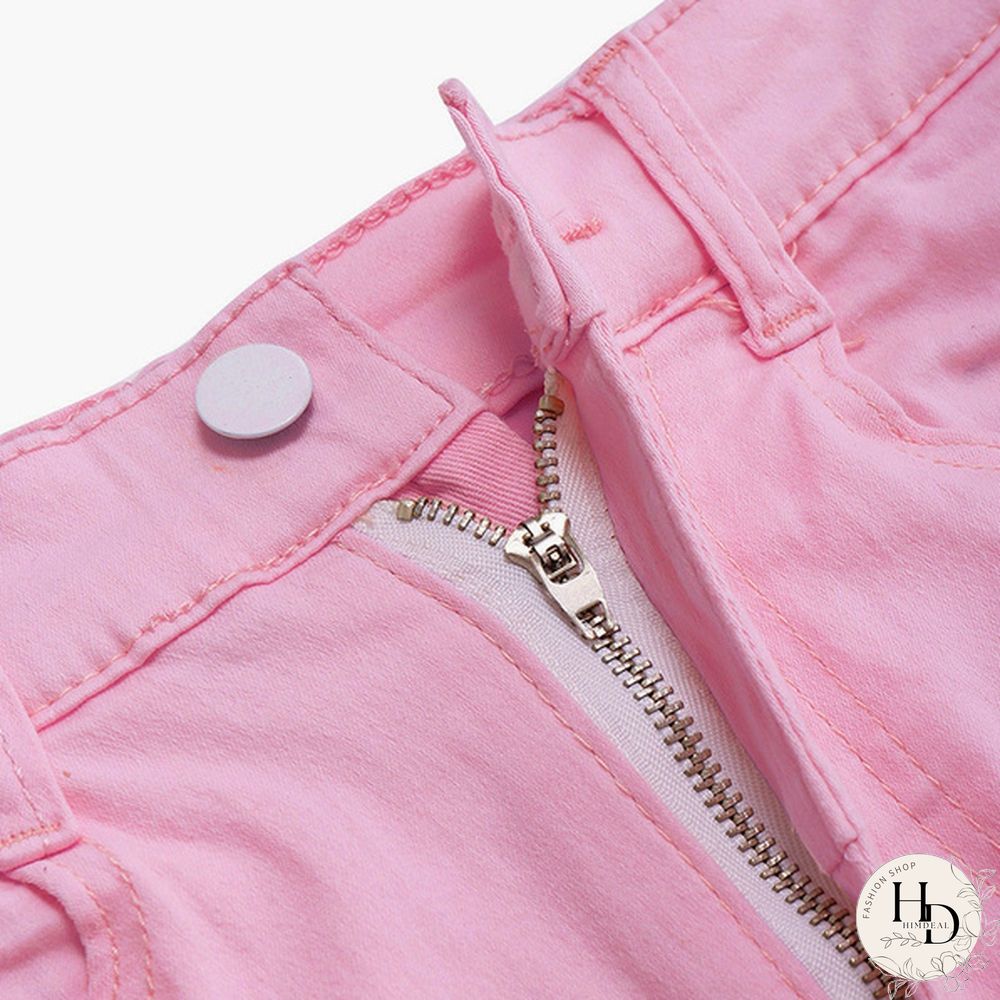 Women's High Waisted Rolled Hem Distressed Jeans Ripped Denim Shorts