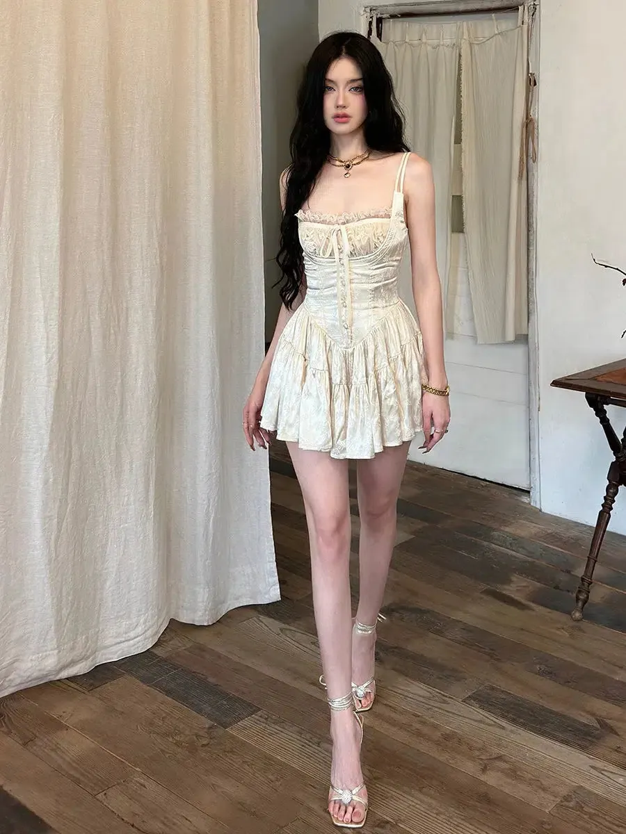 Brownm Floral Satin Mini Dress