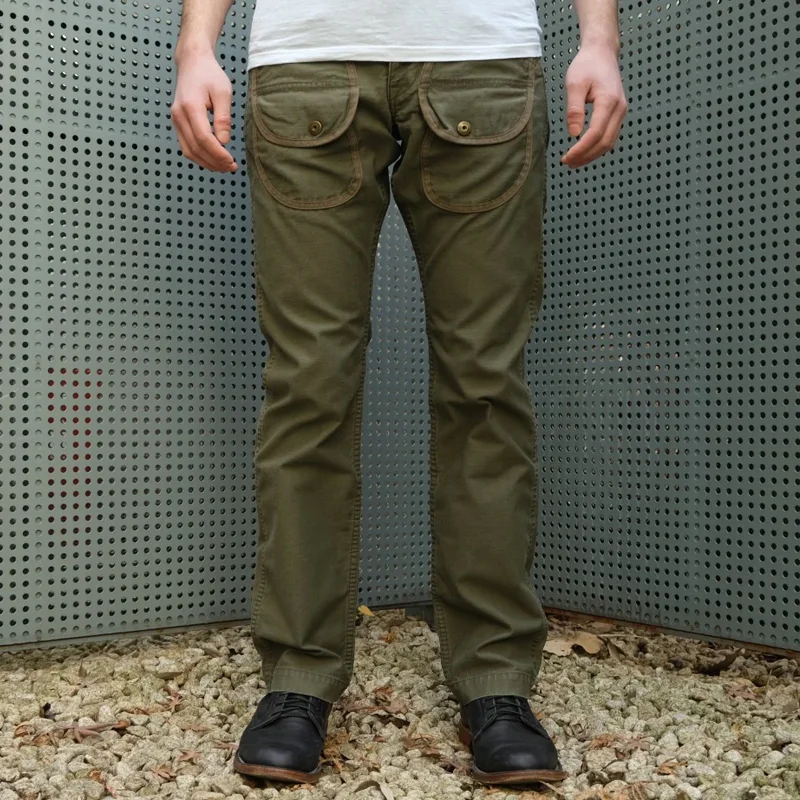 Vintage 12oz Olive Green Sateen Twill Metal Button Safari Pants