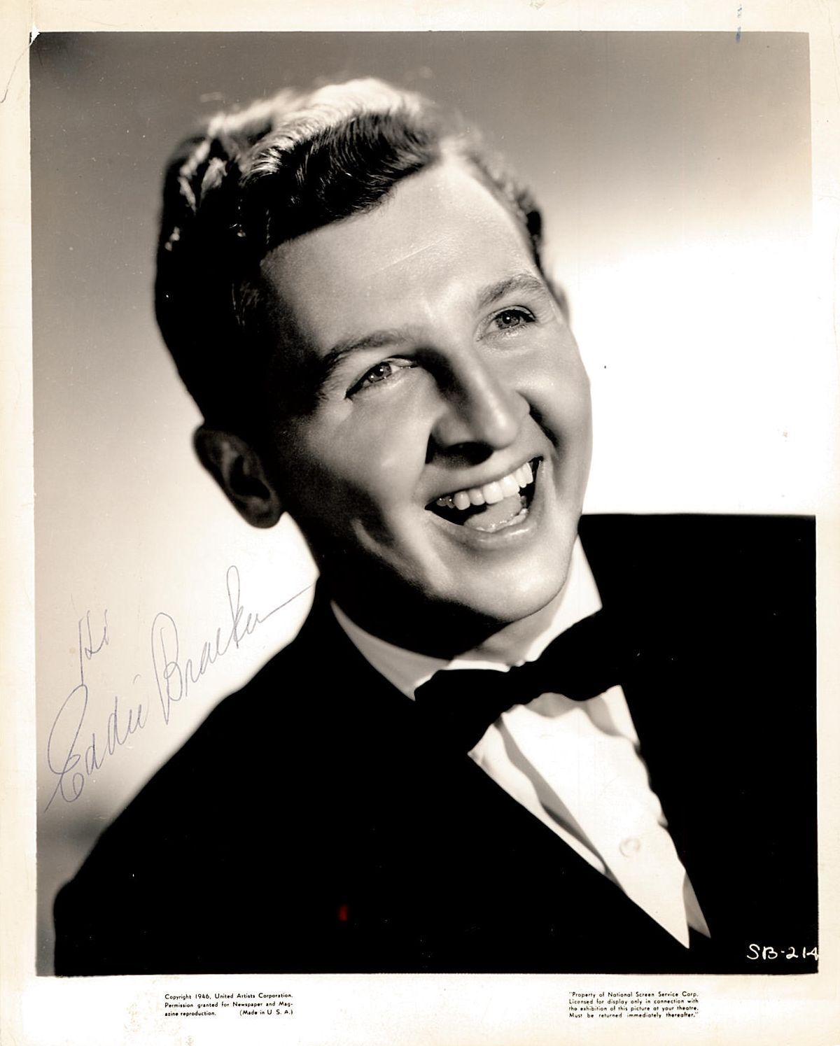 EDDIE BRACKEN ACTOR(DECEASED) AUTOGRAPHED 8X10 SIGNED JSA COA #N38739