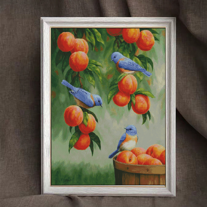 [JJ1032-Thrush and Peach Blossom] Painting Fairy Cross Stitch