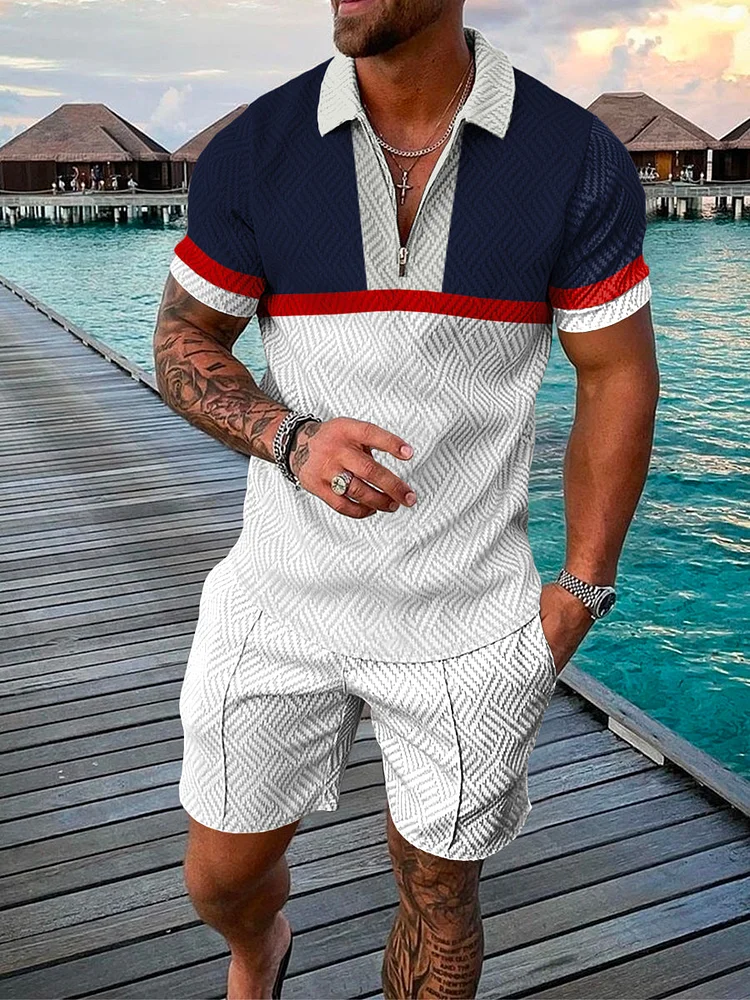 Men's Contrast Print Fashion Resort Suit