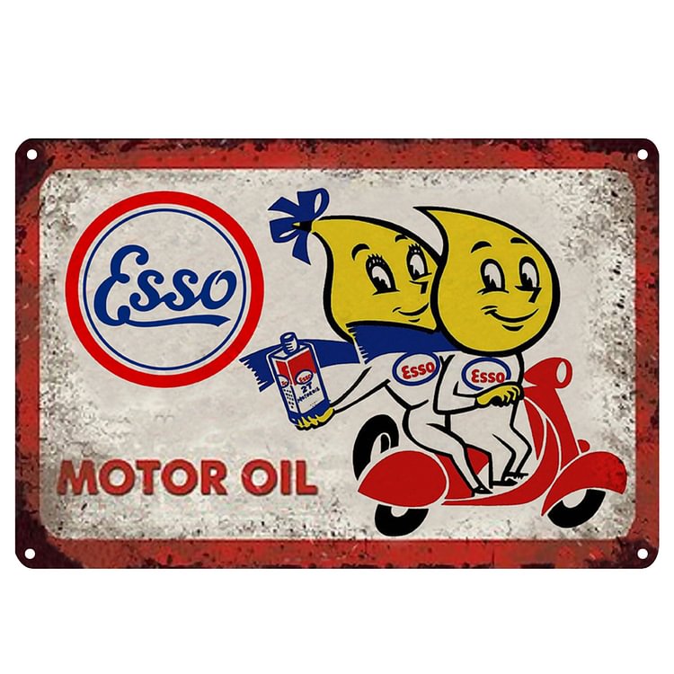 Esso Motor Oil - Vintage Tin Signs/Wooden Signs - 7.9x11.8in & 11.8x15.7in
