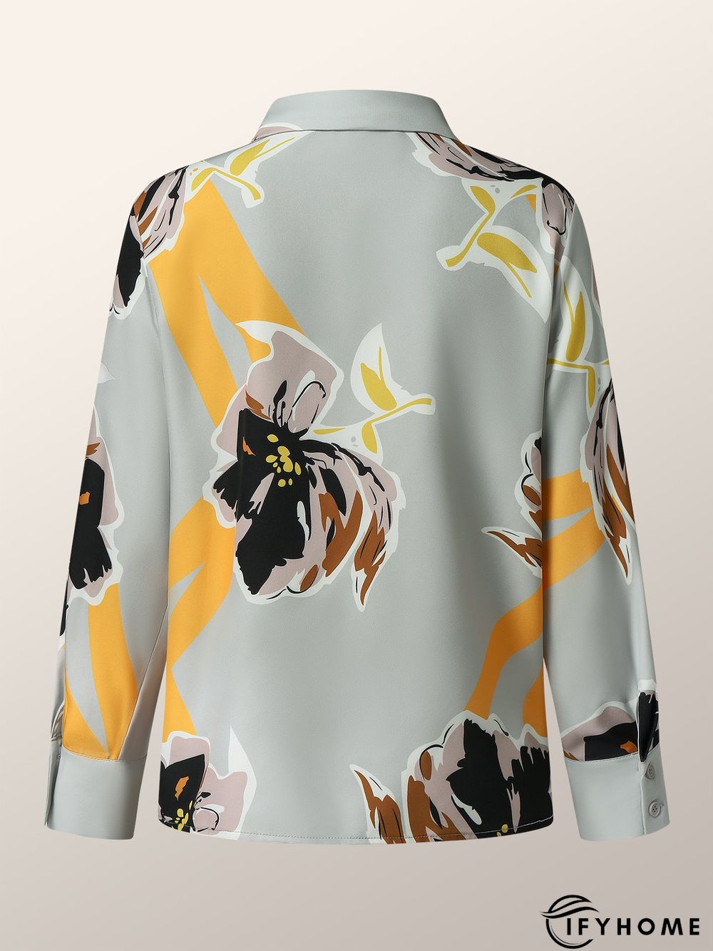Elegant Floral Shirt Collar Long Sleeve Blouse | IFYHOME