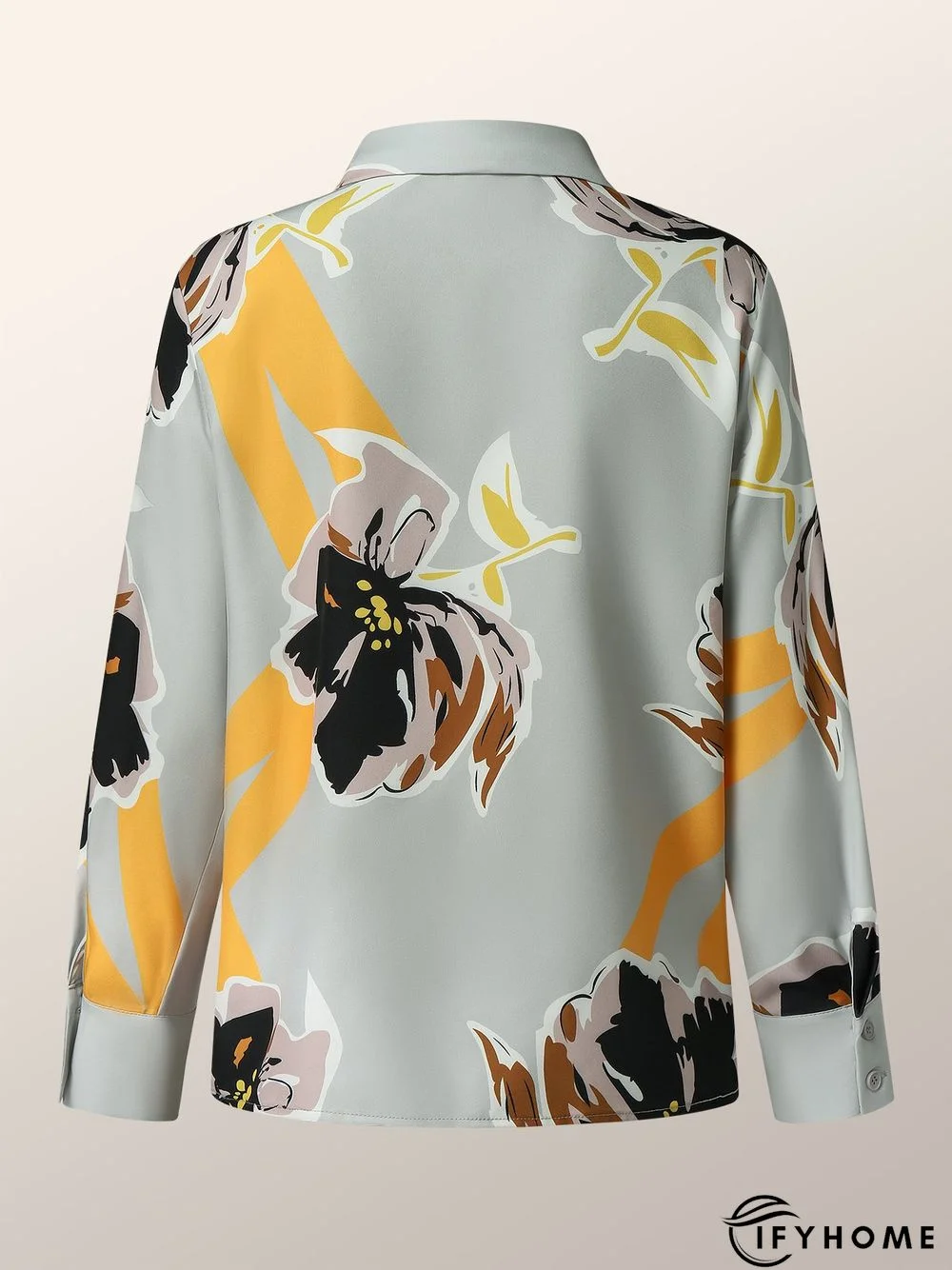 Elegant Floral Shirt Collar Long Sleeve Blouse | IFYHOME
