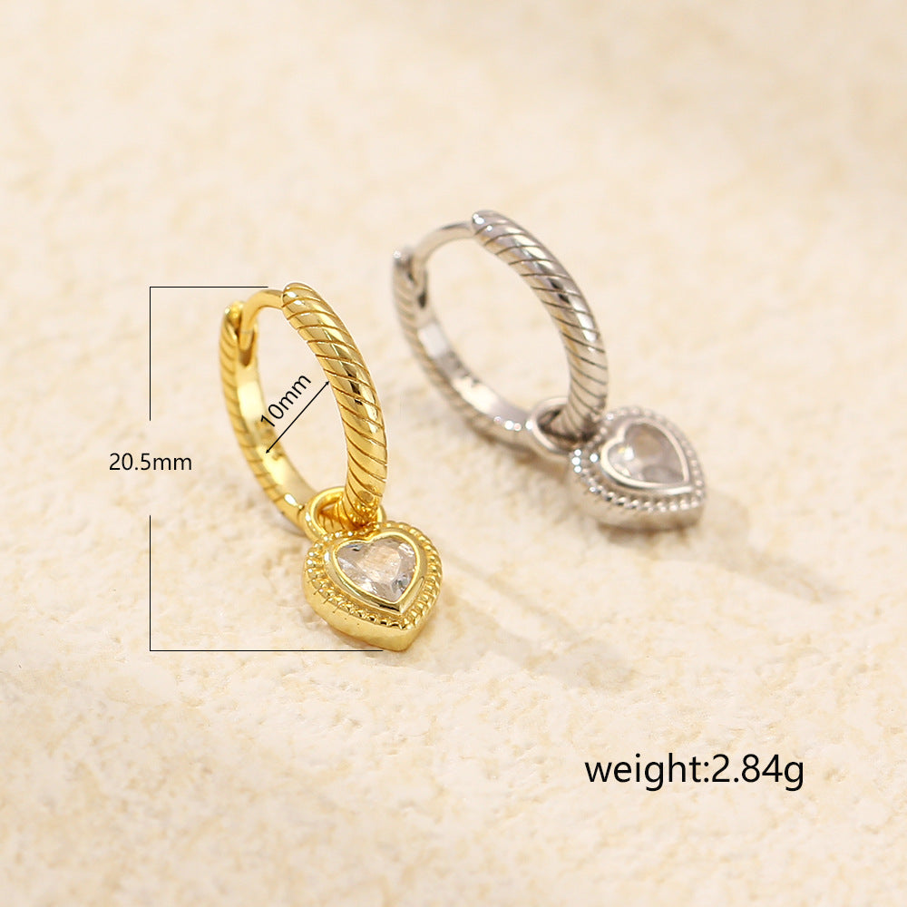925 Sterling Silver Moderate Luxury Heart Heart Silver Electroplating Earrings