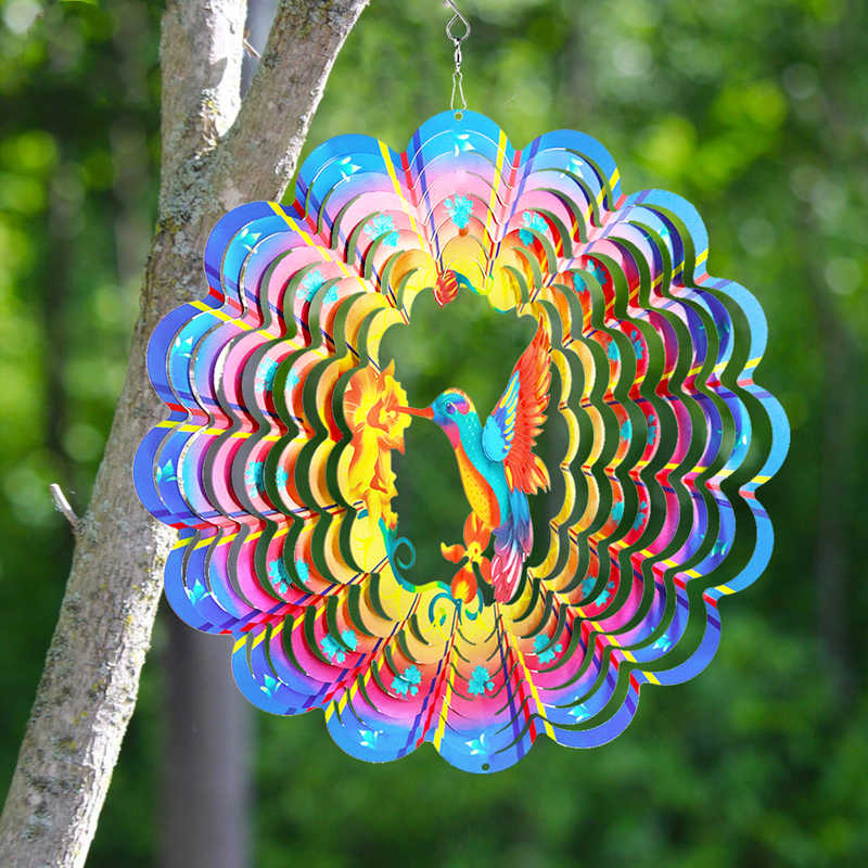 Tegooe Hummingbird 3D Metal Wind Spinner for Garden Patio Decor Tegooe