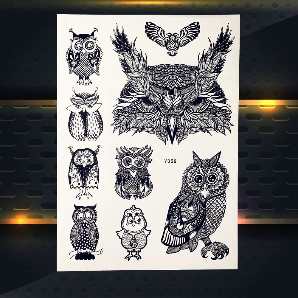 1PC Women Wedding Henna Flash Temporary Tattoo Sticker Black Elephant Ganesha Design Waterproof Fake Tattoo Elephant Chain PBJ18