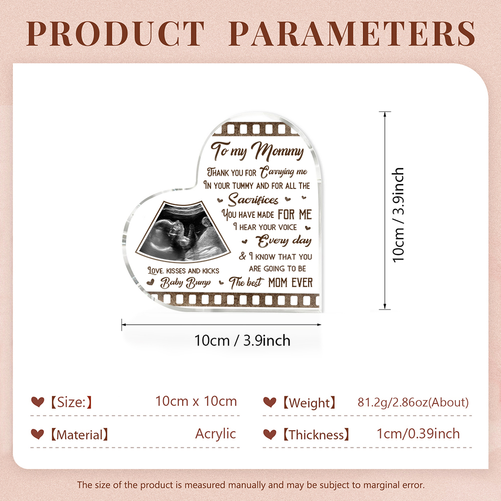 To My Mummy/Mommy Personalised Photo Acrylic Heart Keepsake Custom Text Ornaments -  Thank You For Carrying Me In Your Tummy-Jessemade AU
