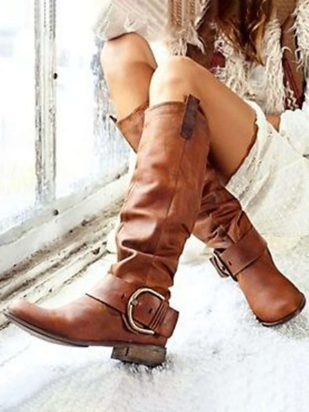 Flat Heel Leather Boots | EGEMISS