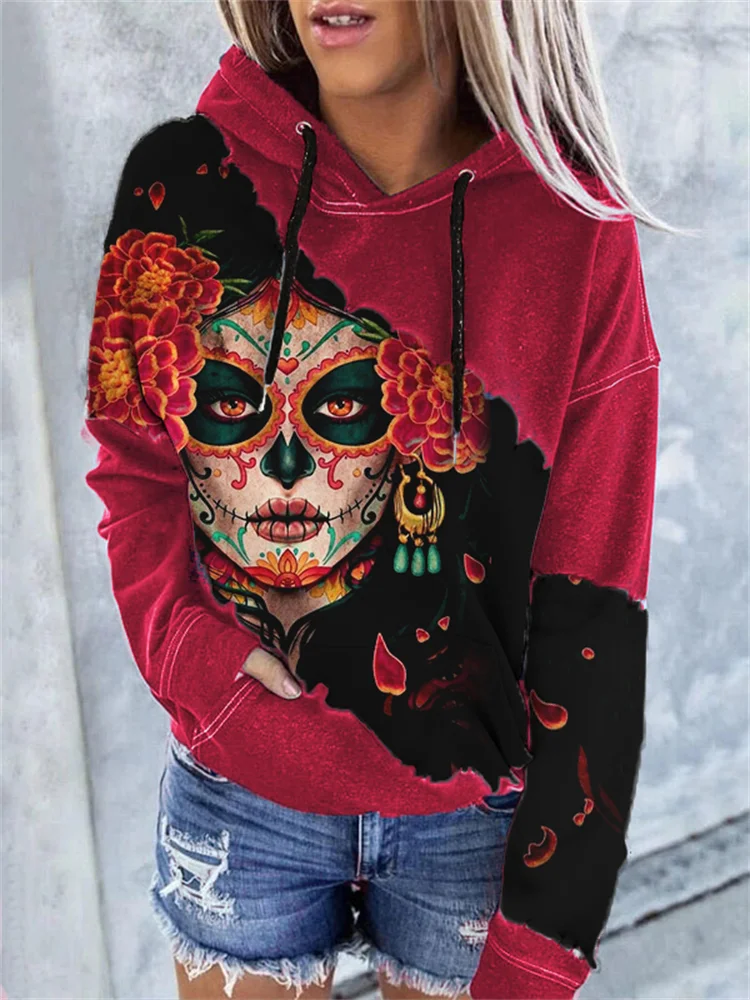 Day Of The Dead Lady Tie Dye Hoodie