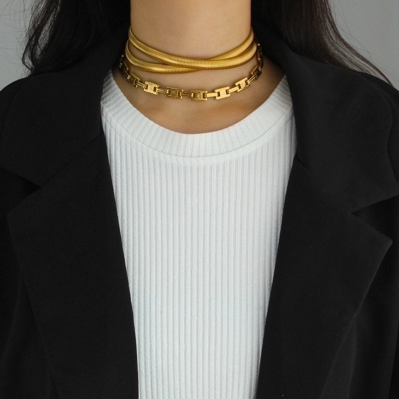 304 Stainless Steel 18K Gold Plated Minimalist Classic Style Plating Solid Color Choker