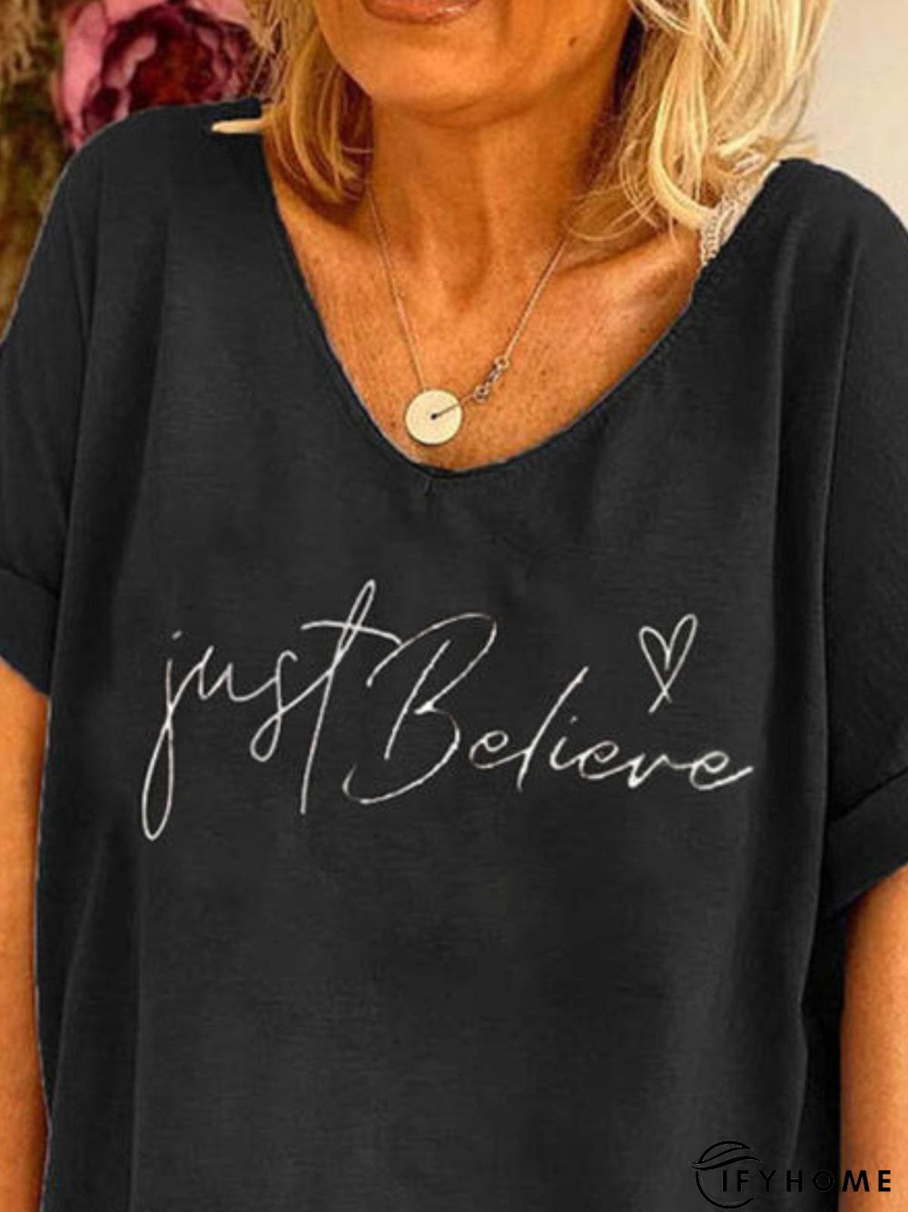 Short Sleeve Simple Printed Cotton T-shirt | IFYHOME