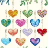 12pcs Heart Motif Double-Sided DIY Diamond Painting Keychain Kit