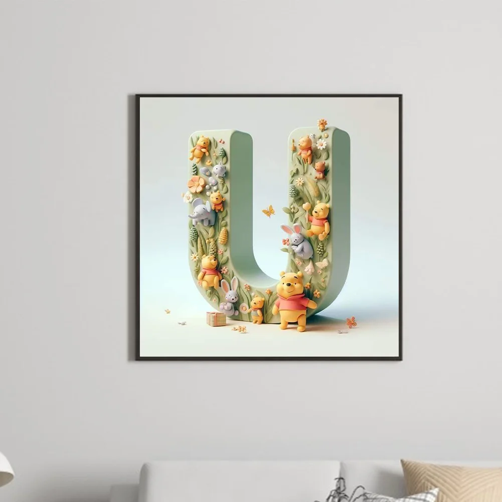 Full Round Diamond Painting 30*30cm - Winnie The Pooh'S 26 Letters U