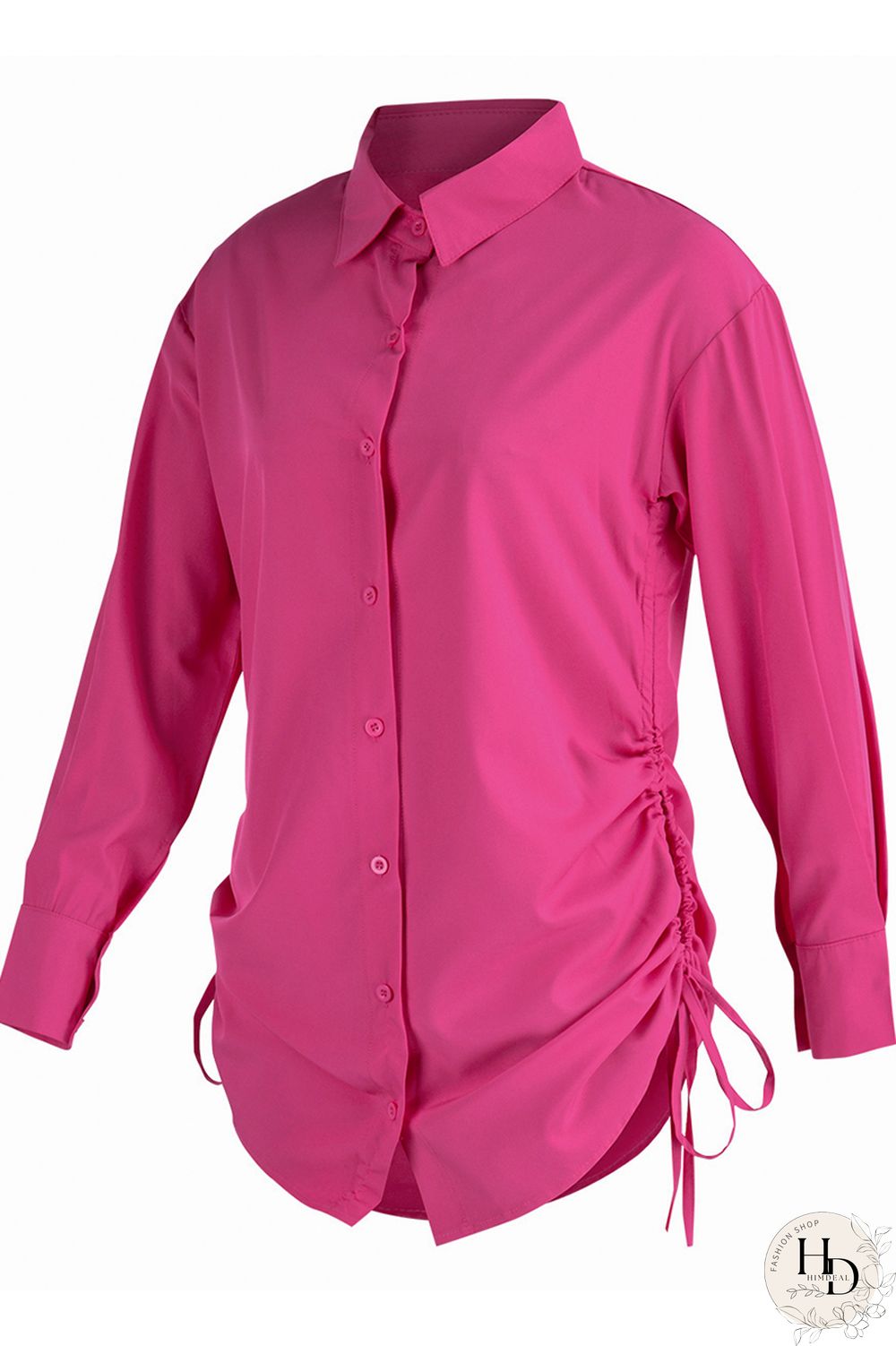 Yellow Fashion Casual Solid Bandage Hollowed Out Turndown Collar Shirt Dress