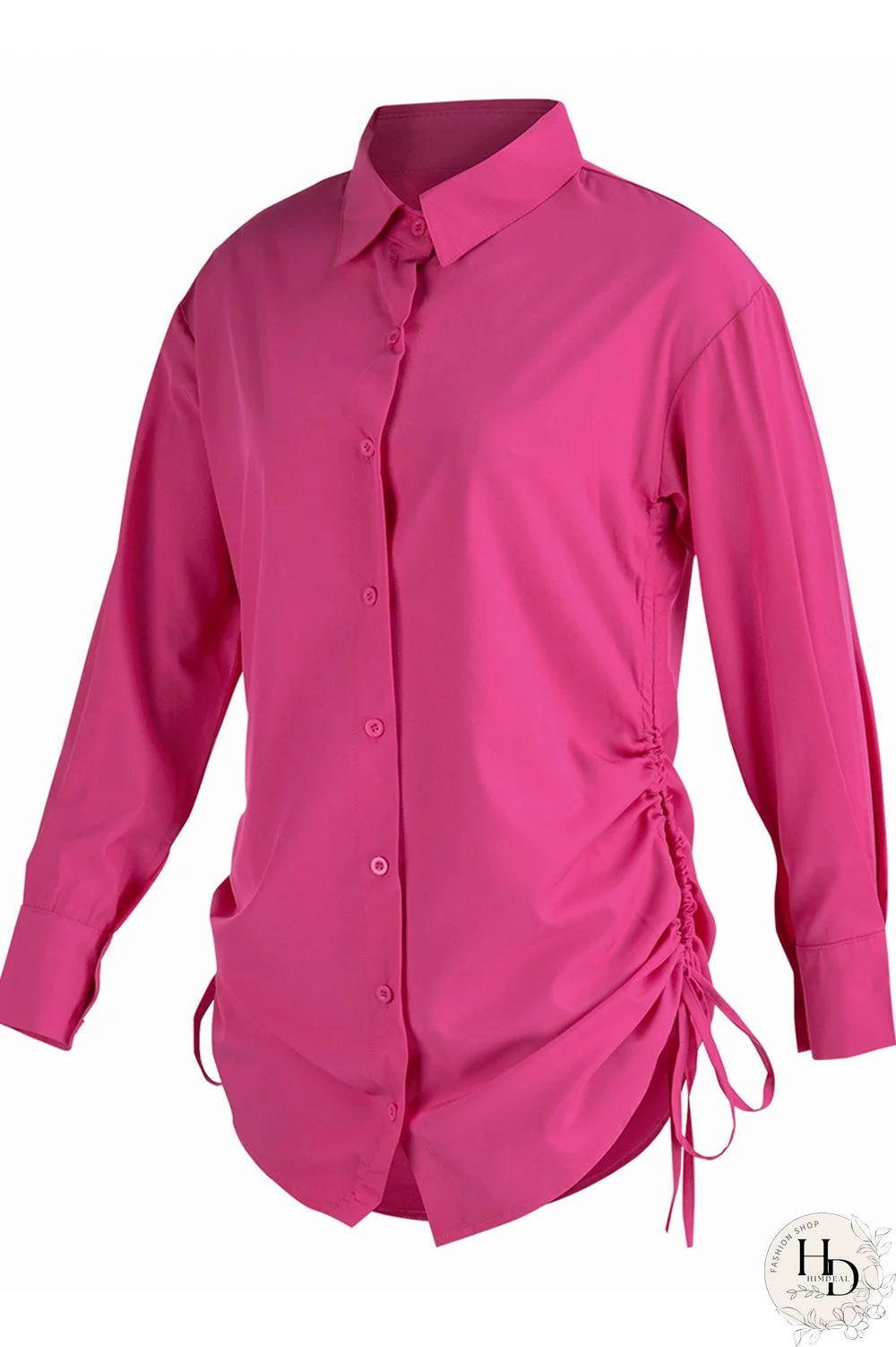 Yellow Fashion Casual Solid Bandage Hollowed Out Turndown Collar Shirt Dress