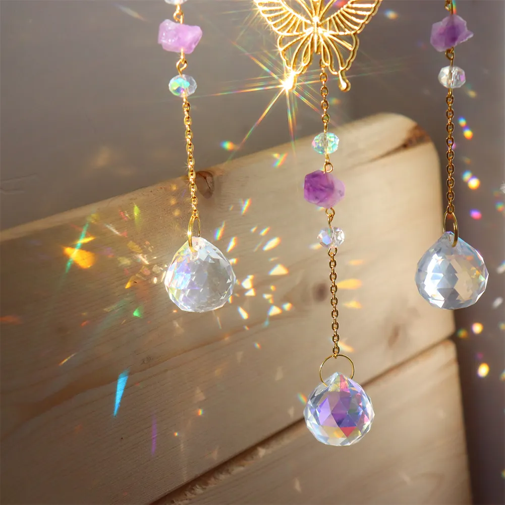 Crystal Wind Chime Prism Catchers Ornament Home Room Garden Decor (Moon 1)