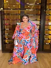 Floral Printed Plus Size V-neck Three Pieces Set Jumpsuits
